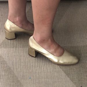 Topshop gold chunky heels (sz 38)